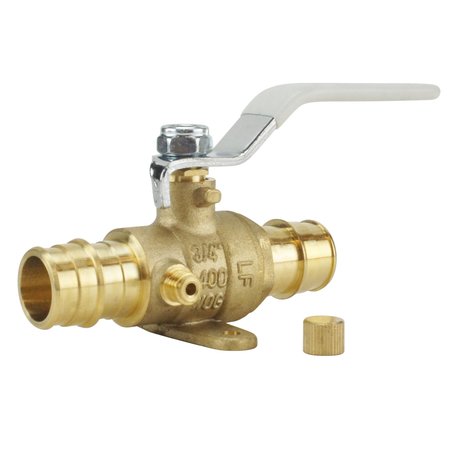 Apollo Expansion Pex 3/4 in. Brass PEX-A Barb Ball Valve with Drain and Mounting Pad EPXV34WD